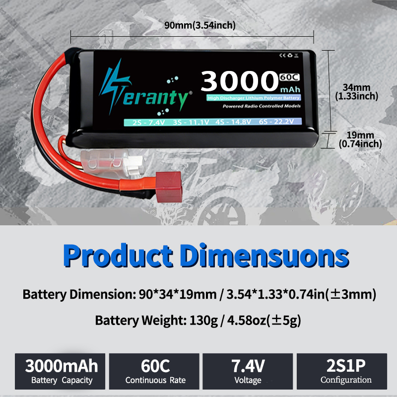 TERANTY 2S 3000mAh Lipo Batter - Drone Battery Connector review and price