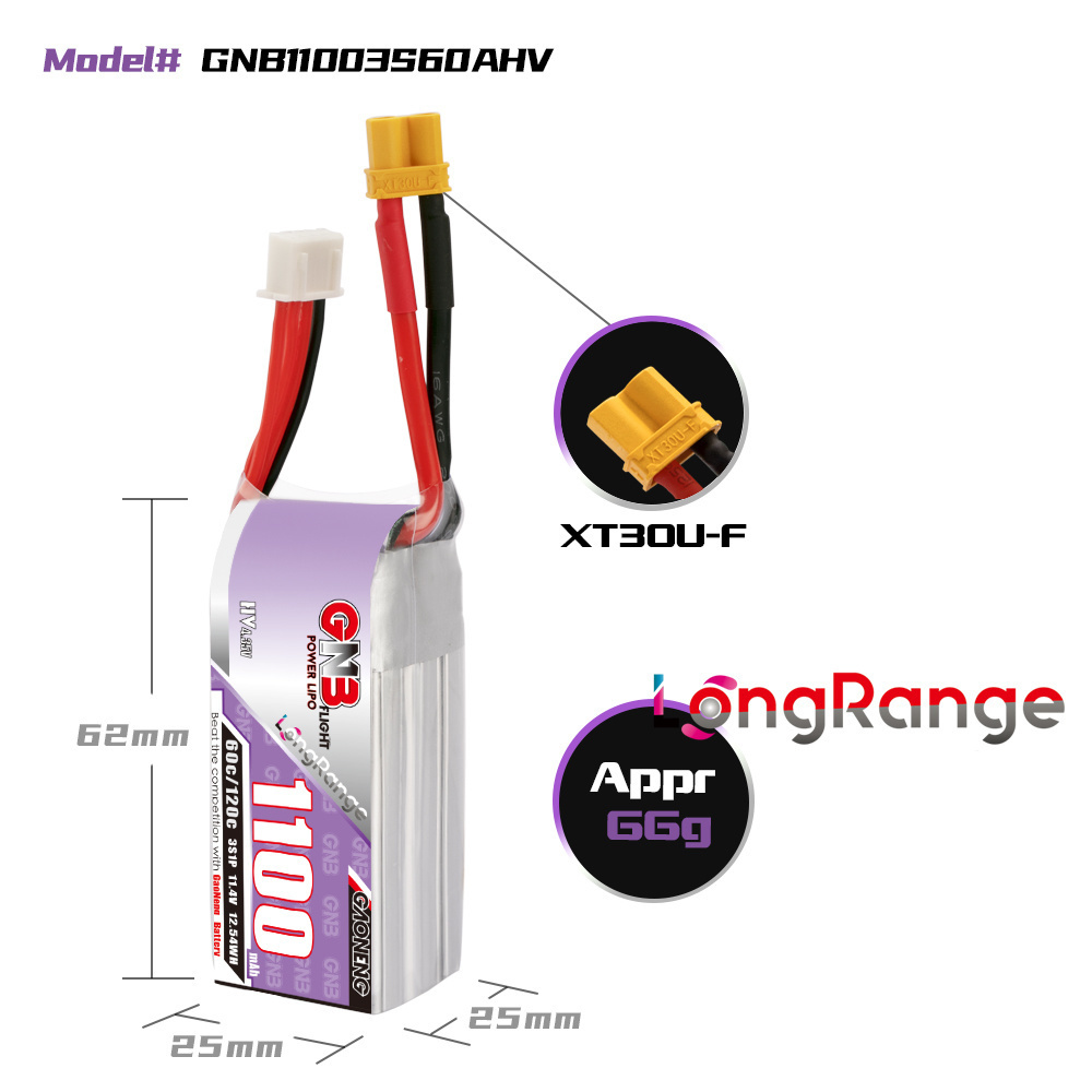 GNB 1100mAh 2S 3S 4S 6S 60C/12 - Drone Battery 6S review and price